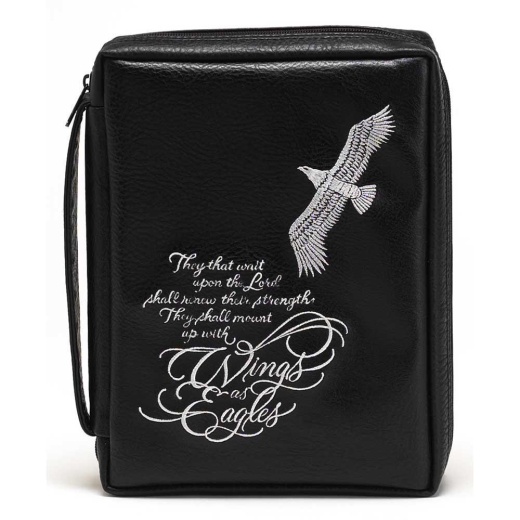 Bibl Cov Eagle Embroidery Lg Blk Bible Cover