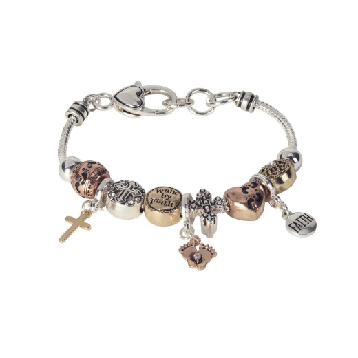Walk By Faith 3T Bead Silver Plated Adjustable Bracelet