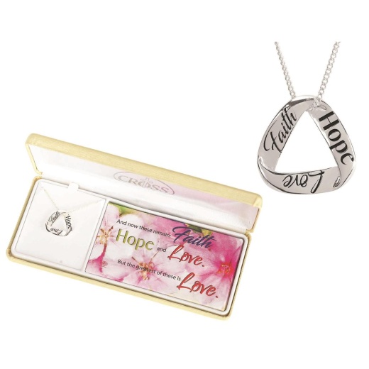 Faith Hope Love Mobius Triangle Necklace