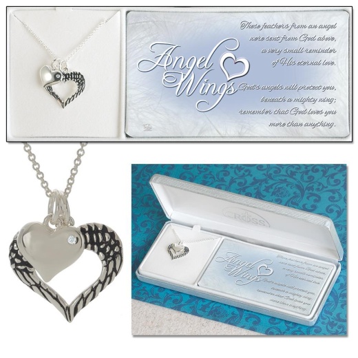 Angel Feather Heart Necklace