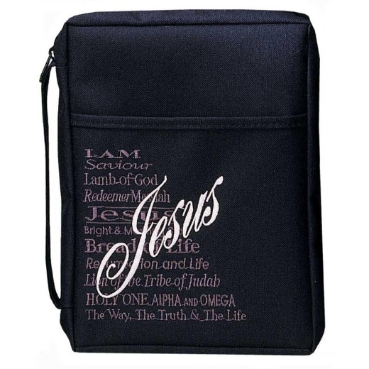 Bibl Cov Names Of Jesus Lg Blk Polystr