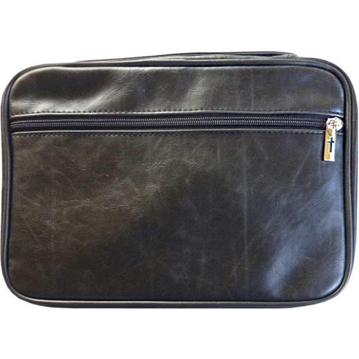 Distressed Leather Black Bible Cover XXL