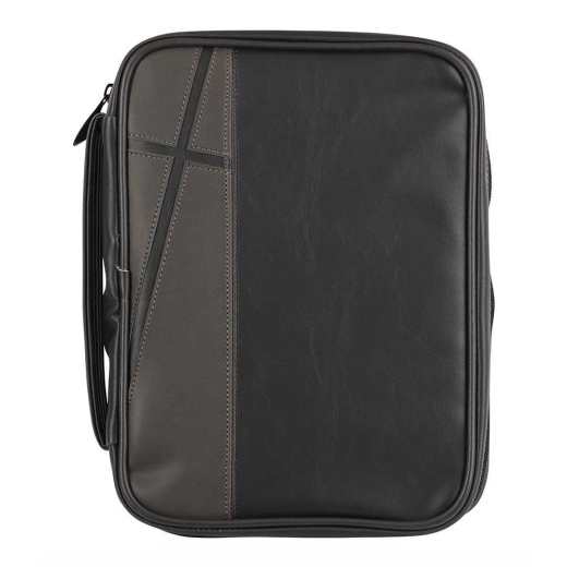 Bib Cov Faithful Servant Vinyl Lrg - Large Bible Cover with Cross Design