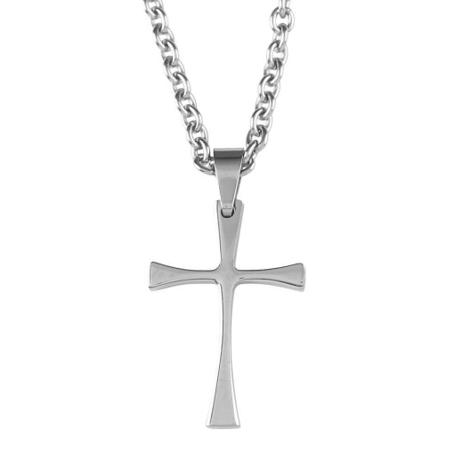 NK Flare Cross Stainless Steel Necklace - 24" Chain
