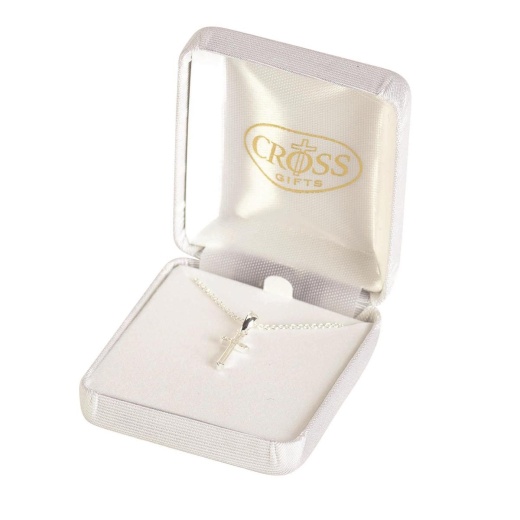 Silver Plate Bud Cross Necklace