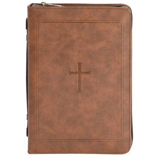 Bible Cover Classic Cross Brown XL
