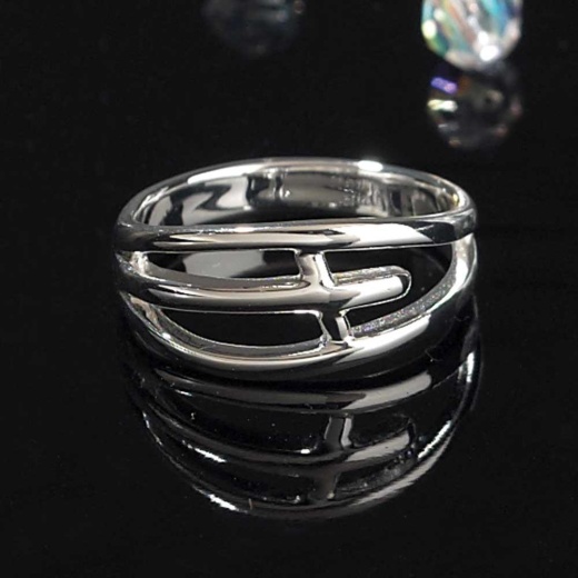 Rng-Sp Horizon Cutout Crs Sz10: Silver Plated Curved Horizontal Cutout Cross Ring Size 10