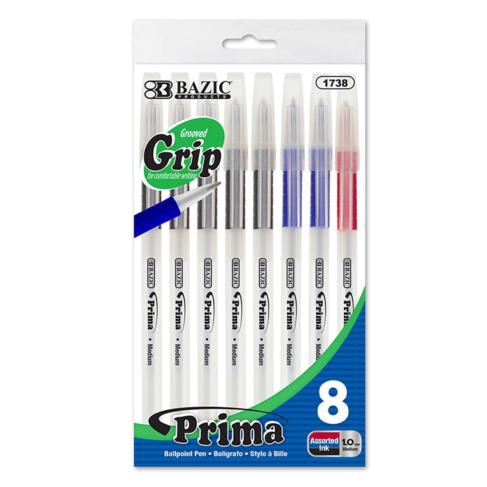 Ballpoint Pens - Assorted Inks, Medium, 8 Pack