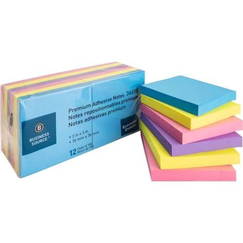 Adhesive Notes - Vibrant Colors, 100 Sheets, 3" X 3"