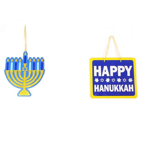 Hanging Hanukkah Plaques Embellished With Glitter