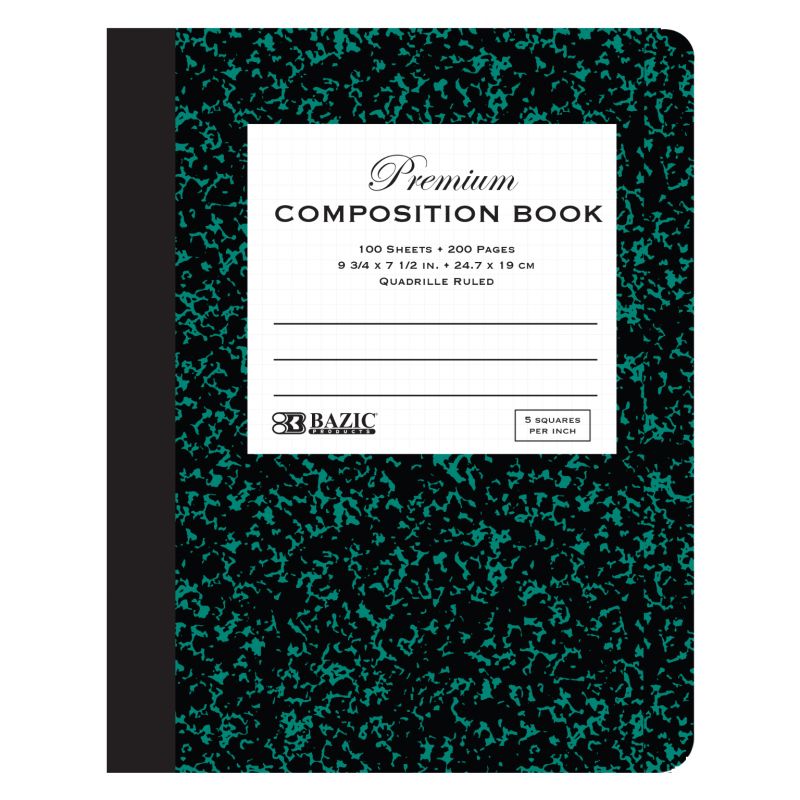 Quad Ruled Marbled Composition Book - 100 Sheets, Green