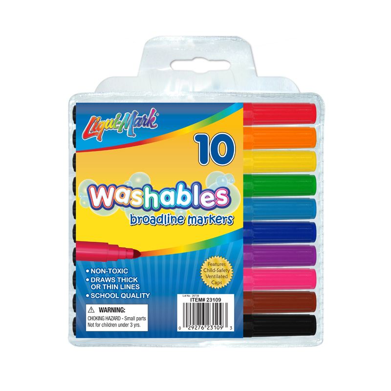 Washable Markers - Broad Tip, 10 Colors