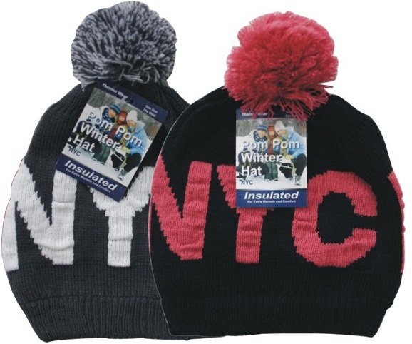 "Nyc" Insulated Winter Pom Hats