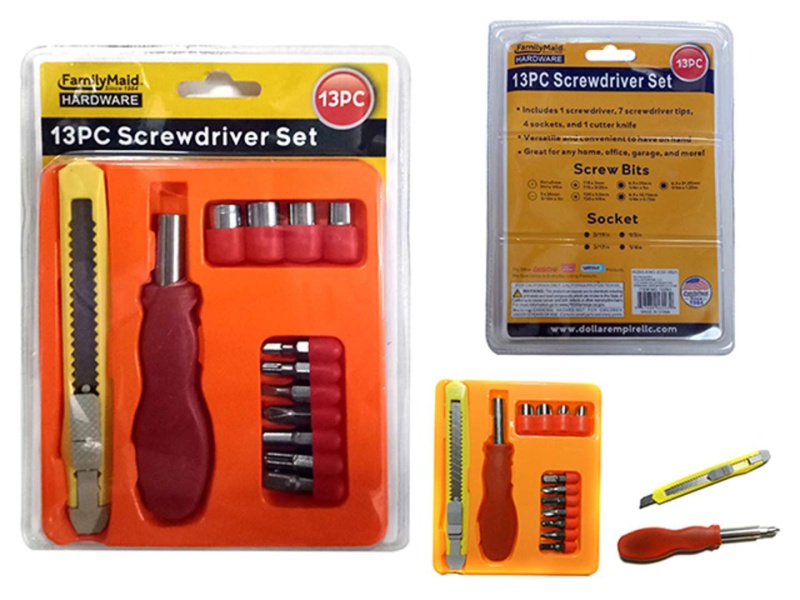 Screwdriver Box Cutter Sets - Assorted Tips, 13 Pieces