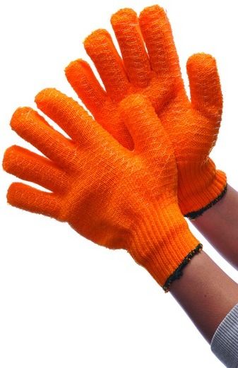 Orange String Knit Gloves Large