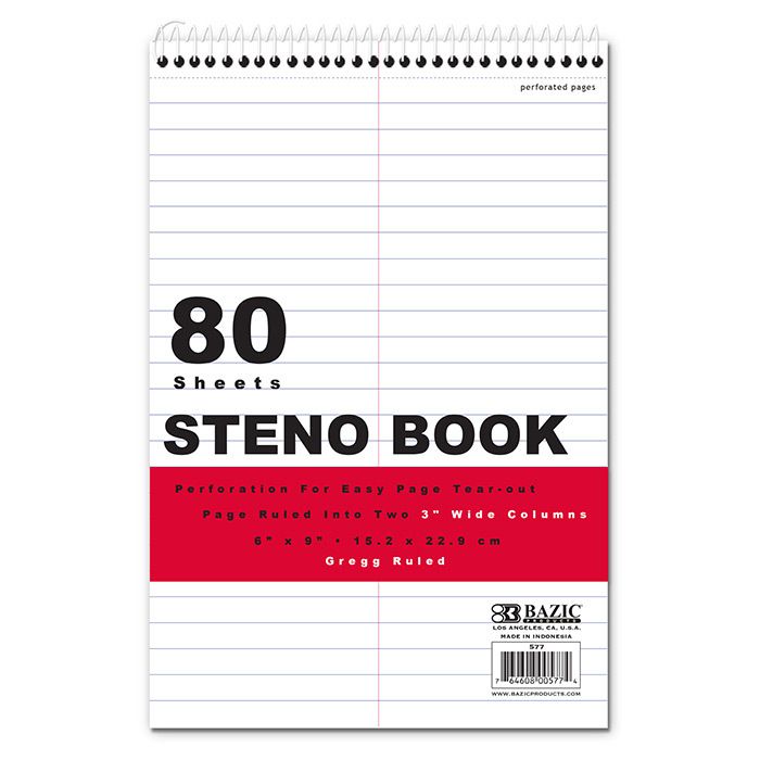Gregg Ruled Steno Notebook - 80 Sheets
