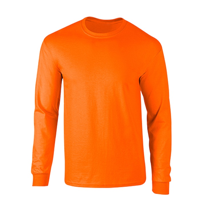 Fruit Of The Loom Cotton Long-Sleeve T-Shirt - Safety Orange, Xl