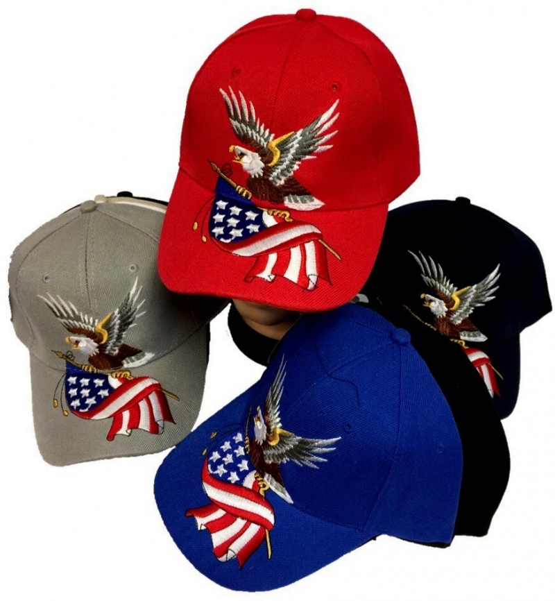 Eagle With American Flag Baseball Cap
