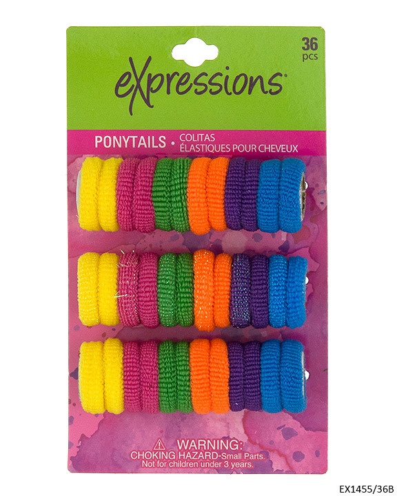 Bright Ponytails - 36 Pack, Assorted, Non-Toxic