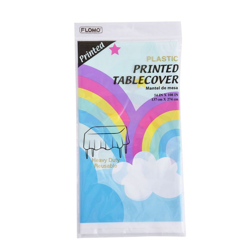 Printed Rainbow Clouds Table Cover - 54" X 108"