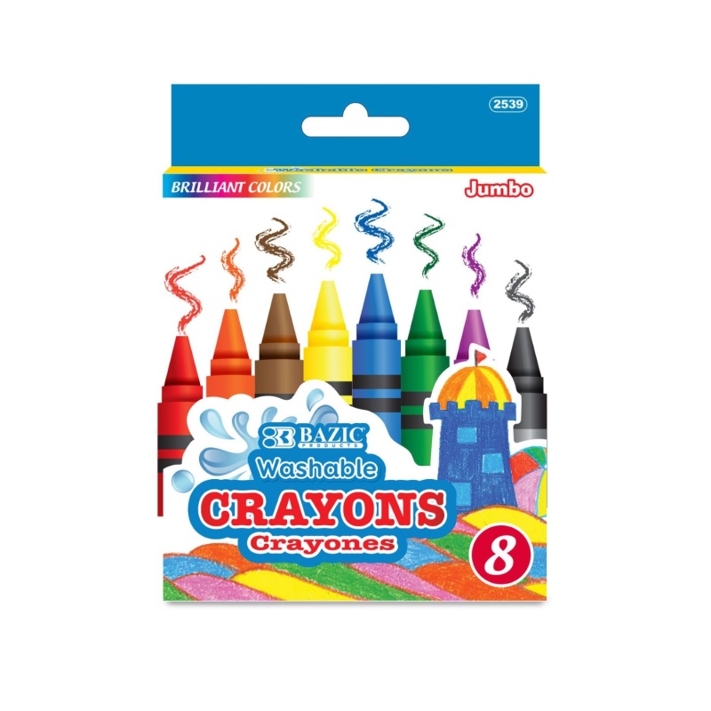 Jumbo Washable Crayons - 8 Count, Assorted Colors
