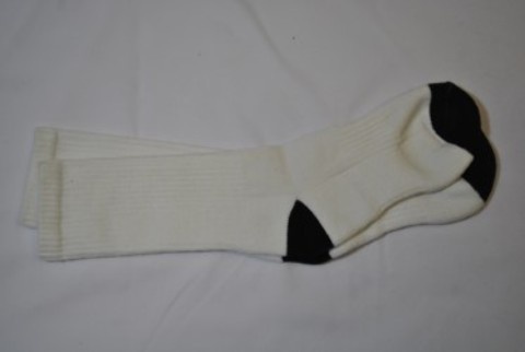 Men's Printable Sublimation Crew Socks - White W/Black, 10-13