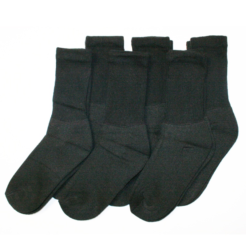 Cotton Diabetic Crew Socks - Adult L/Xl, Black