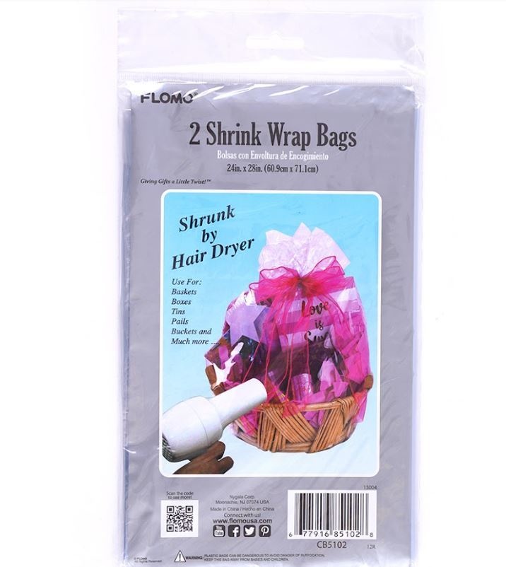 Shrink Wrap Basket Bags - Clear, 24" X 28", 2 Pack