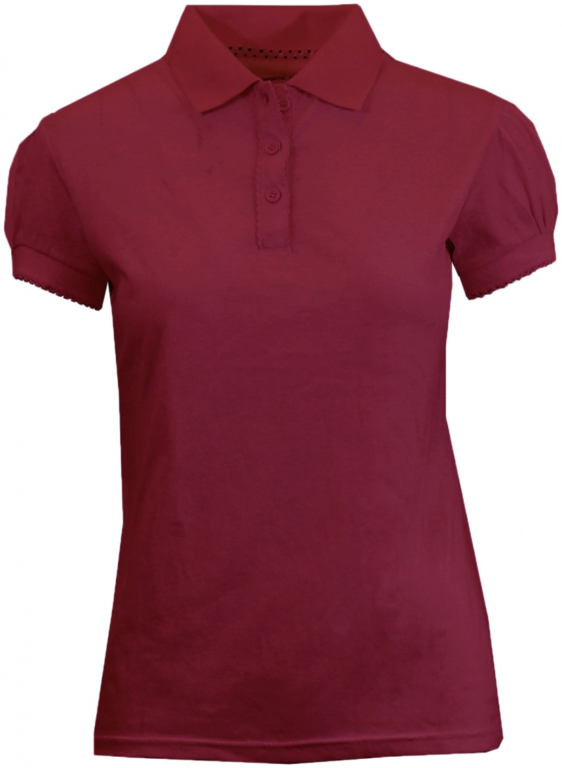 Girl's Burgundy Trimmed Cap Sleeve Knit Polo - Size 4-6x