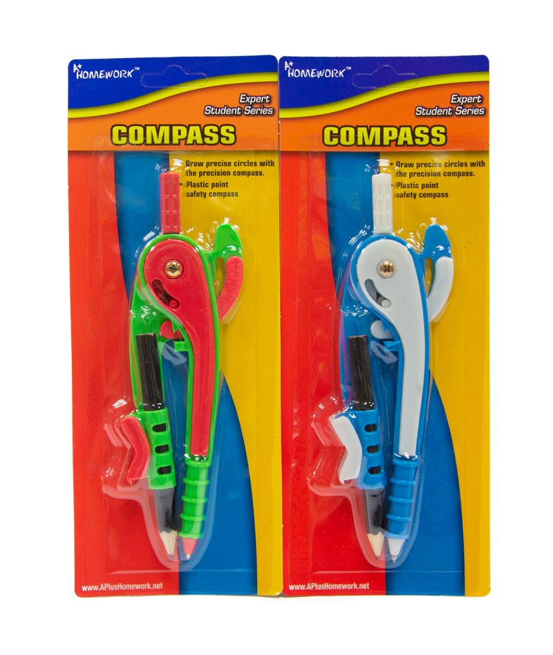 Safety Compass - Single, Plastic, Assorted Colors