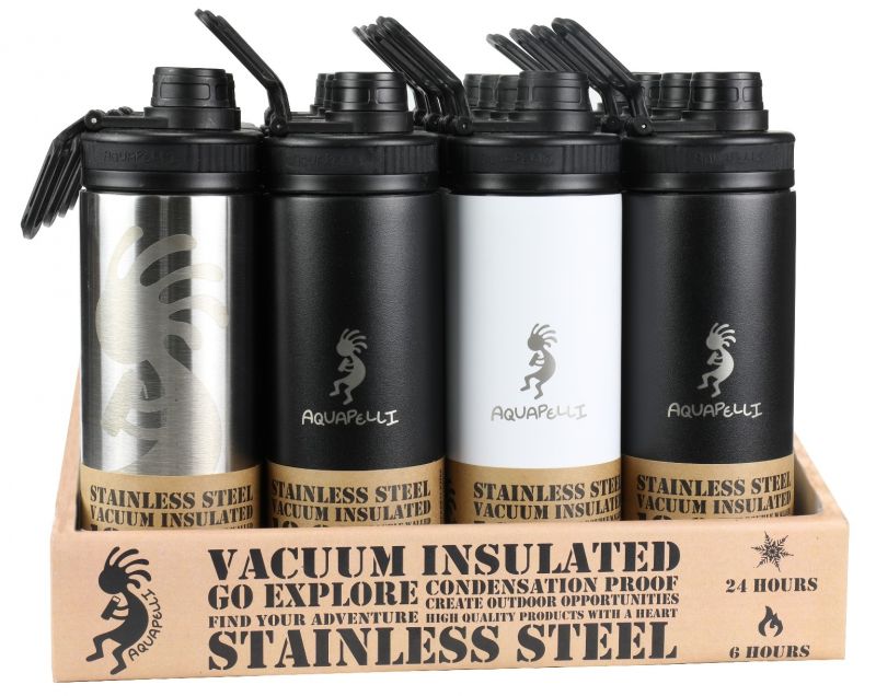 Stainless Steel Water Bottle W/ Spout - 18 Oz, Assorted Neutrals
