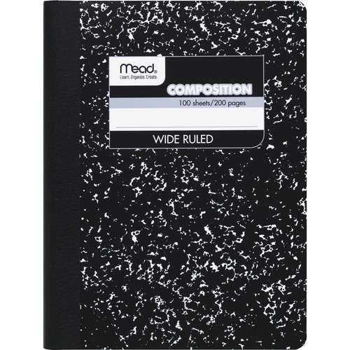 Marbled Composition Books - Wide Ruled,100 Sheets, Black