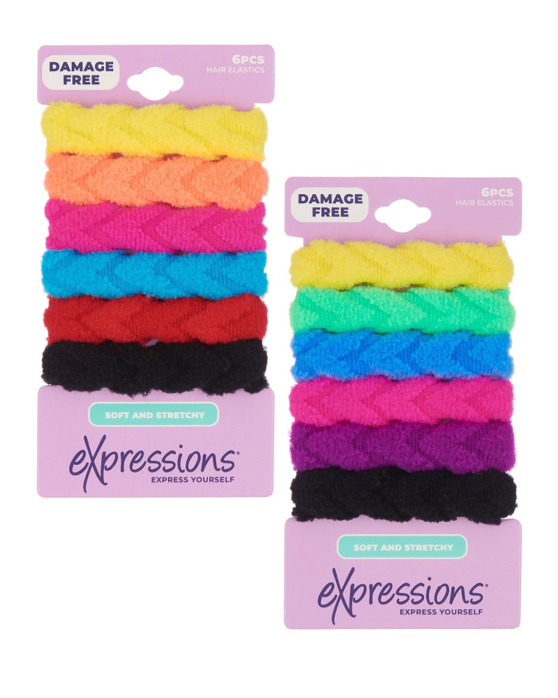 Ponytail Holders - 6 Pack, Assorted Faux Braid