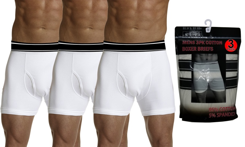 Men's Cotton Knit Boxer Briefs - White, Xl, 3 Pack