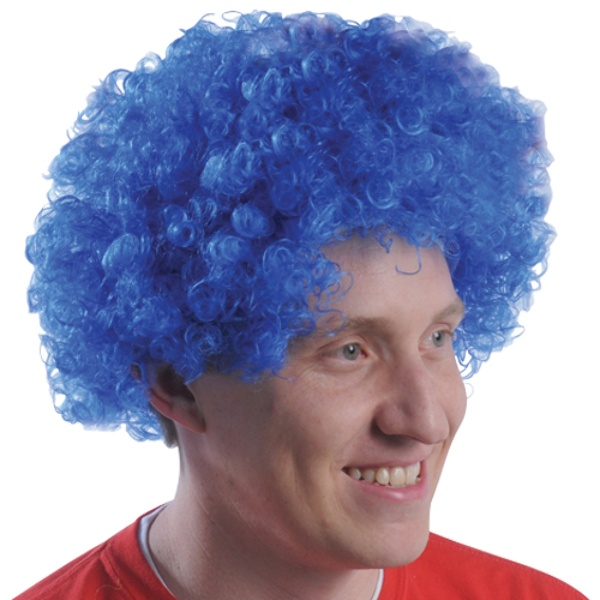Blue Team Spirit Afro Wig