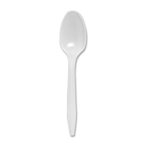 Genuine Joe Spoon, Plastic, Medium-Weight, 1000/Ct, White