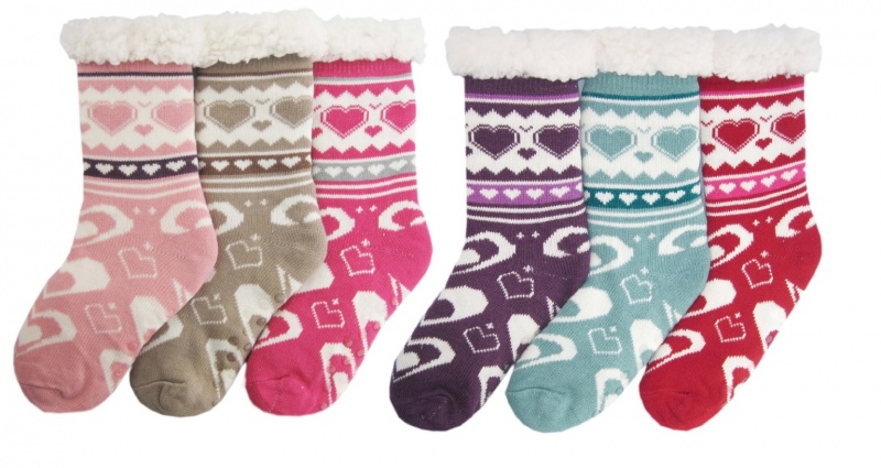 Women's Sherpa-Lined Non-Slip Socks - One Size, Assorted