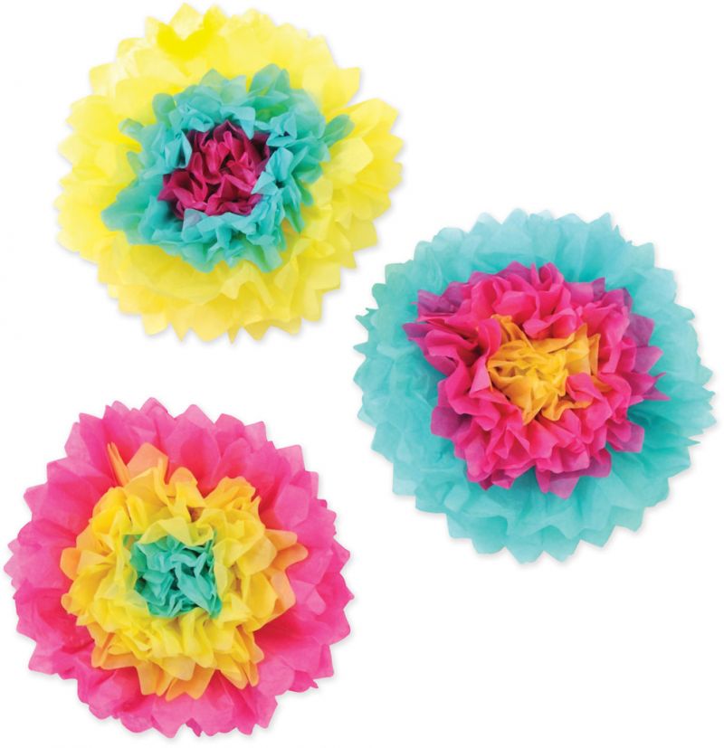 Tissue Flowers - Vibrant Colors, 10"