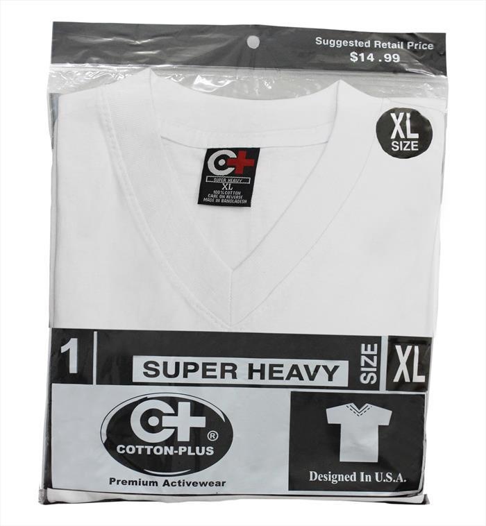 Cotton Plus Short Sleeve V-Neck T-Shirt - White, 3Xl