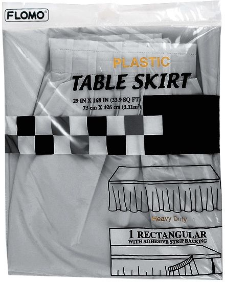 Silver Table Skirt - Rectangular, 29" X 168"
