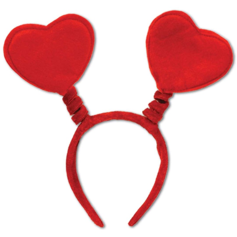 Heart Boppers Headbands- Snap-On, Red, Peggable