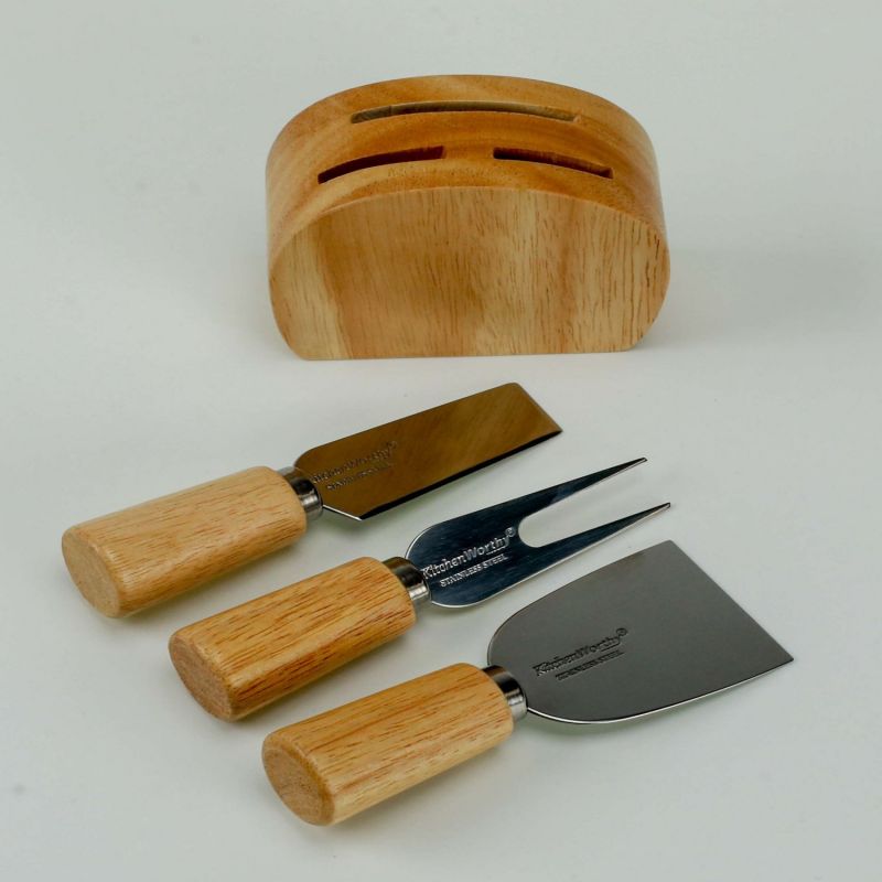 Kitchenworthy 4-Piece Cheese Knife And Block Set