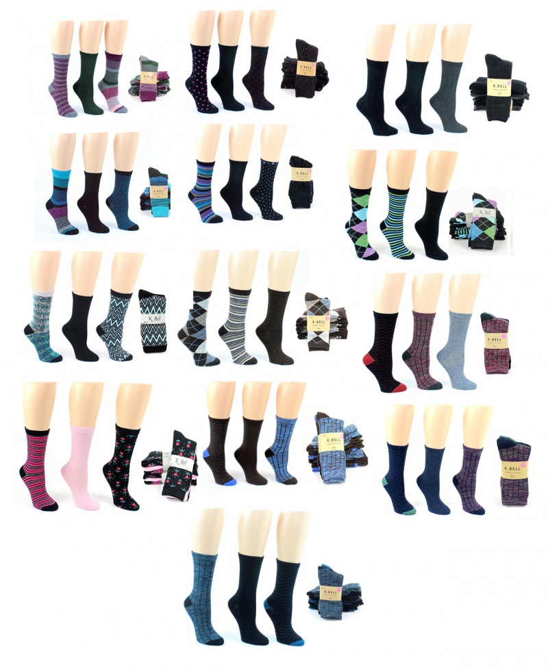 K. Bell Women's Assorted Crew Socks - 3-Pair Pack