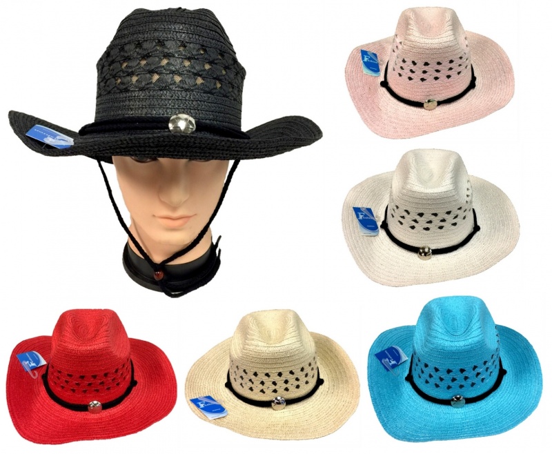 Woven Cowboy Hats With Jewel Detail