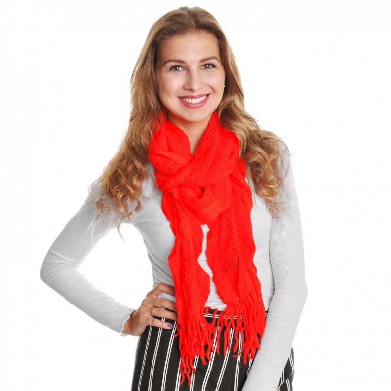 Angelina Knit Ruffled Knit Fringe Scarves - Assorted Solid Colors
