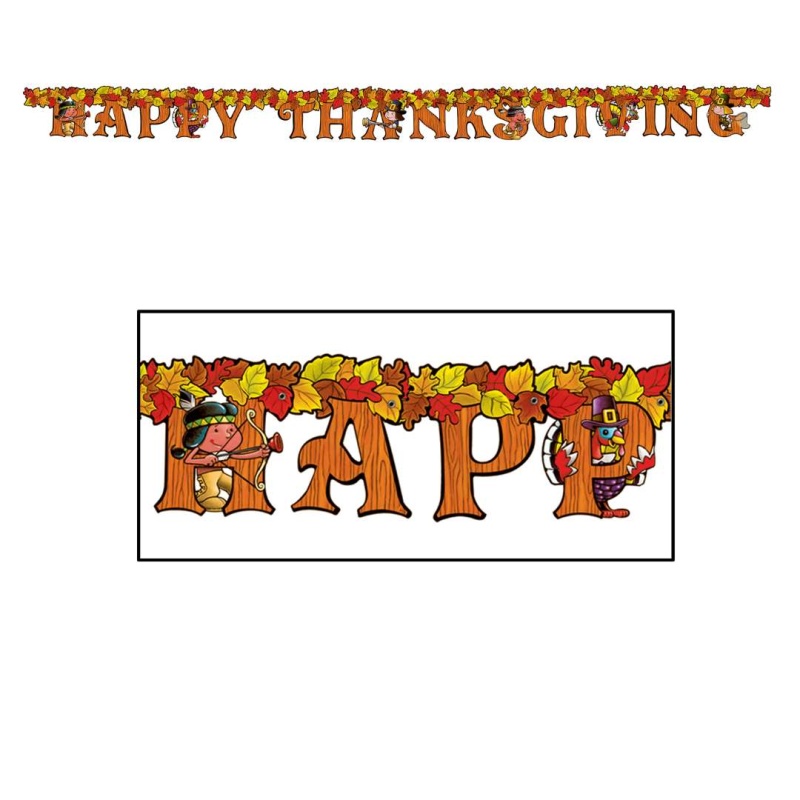 Happy Thanksgiving Streamers - Jointed, Board Stock, 5" X 6'