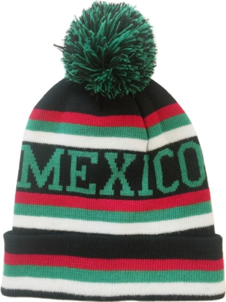"Mexico" Stripe Pom Beanies