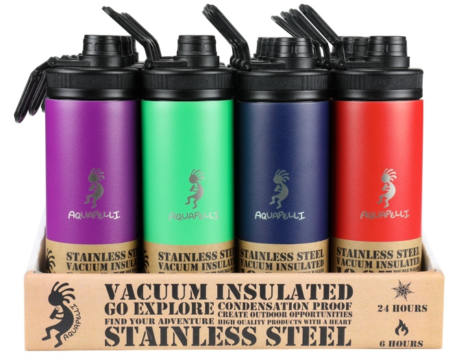 Stainless Steel Water Bottle With Spout - 18 Oz, Vacuum Insulated, Assorted Brights