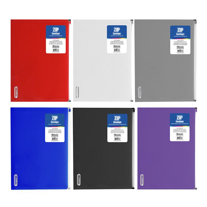 Zip Envelopes - Assorted Colors, Letter Size