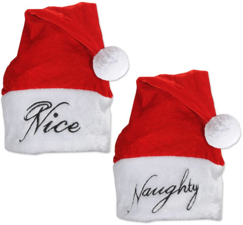 Plush Naughty/Nice Santa Hat